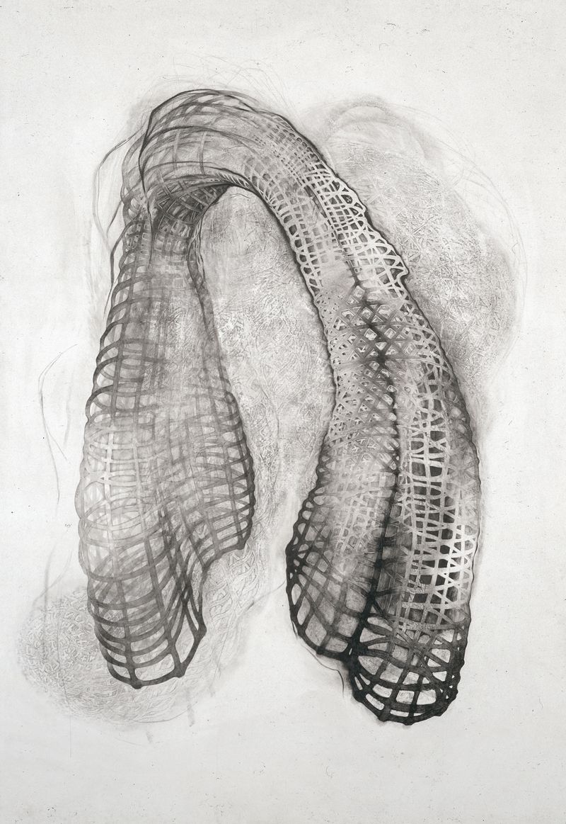 A graphite on paper drawing titled Twizzler by Stephen Talasnik.